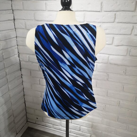 Calvin Klein Ladies Size Large Blue & Black Cowl Neck Sleeveless Top - Picture 2 of 7